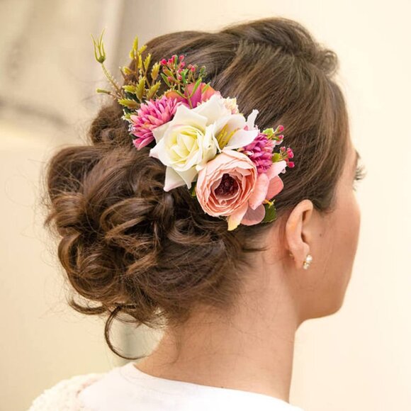 1 Pack Large Artificial Flower Metal Hair - Picture 1 of 7